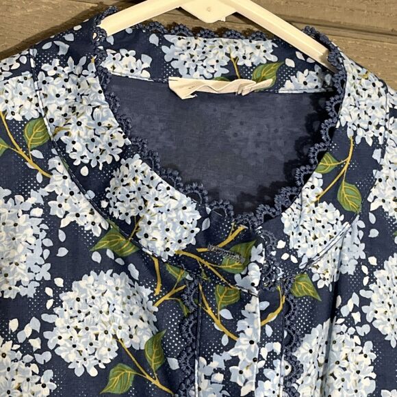 Shop The Mint Always The One Blue Hydrangea Dress Womens L Preppy Classic - Picture 7 of 10